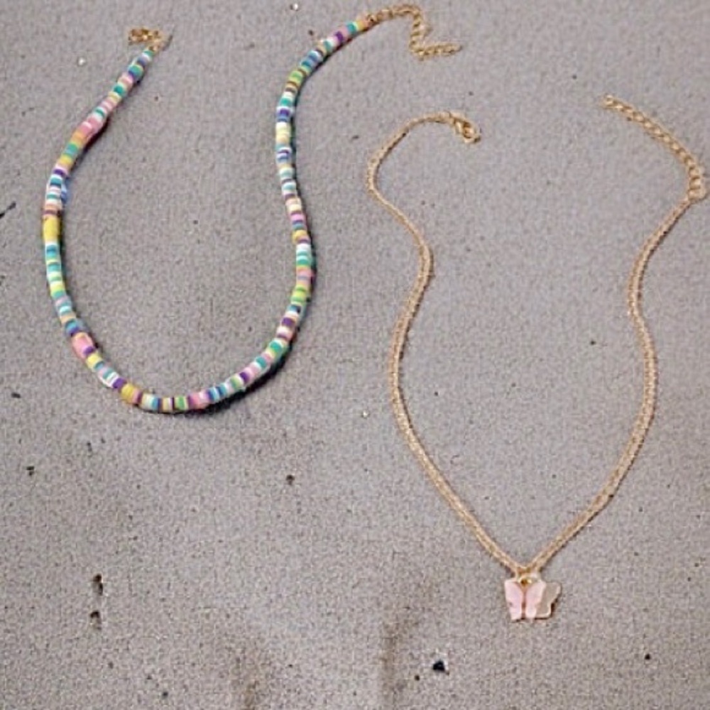 Free People Layered Butterfly rainbow Beaded Necklace Set *LAST ONE*